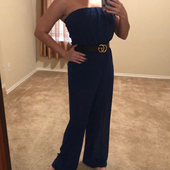 iris Pants - Sexy blue romper with sheer leg